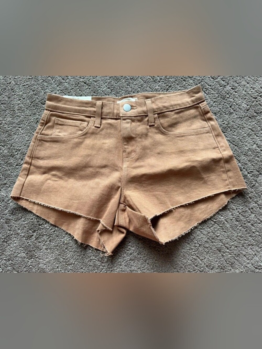 L'AGENCE Womens Audrey Mid Rise Shorts - Dark Camel Size 31